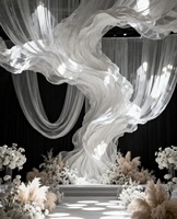 Qq455 Fleurs géantes en soie faites à la main personnalisées Installation artistique pour la décoration de plafond de scène de mariage