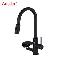 trou tasse rondelle mat noir en acier inoxydable retirer pulvérisateur évier robinet de cuisine avec verre rinceur