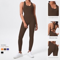 Combinaisons de yoga pour femmes Slim Gym One Piece Windproof Breathable Yoga Onesie Running Workout Ribbed Sport Jumpsuits
