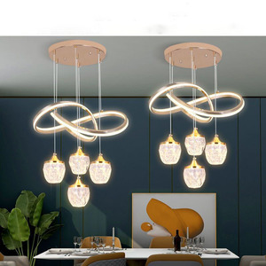 ダイニングルームシャンデリア4つのモダンなシンプルなダイニングルームホームクリスタルクリエイティブパーソナリティ新しいLEDテーブルシャンデリア - Product Image 1