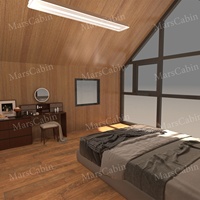 Maison préfabriquée modulaire de 40 m² et deux étages avec toit à deux pignons, 1 chambre, salon, cuisine et salle de bain pour maison de vacances