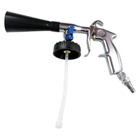 Pistolet de nettoyage intérieur de voiture Tornado réglable avec valve liquide pour l'élimination des taches de poussière et des débris, avec bouteille de liquide blanche