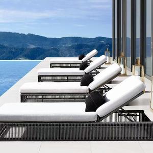 Muebles de Piscina, Tumbona de Lujo para Exteriores, Tumbona Impermeable para Patio, Playa, Jardín, Tumbona de Madera de Teca, Tumbona para Tomar el Sol - Product Image 1