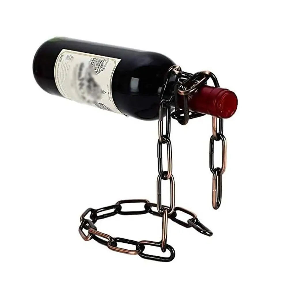 Zauberhafte handgefertigte hängende Messingkette aus Metall Wein-Glasständer-Vorführungsregal schwimmender Weinhalter Weinflaschenhalter-Kette