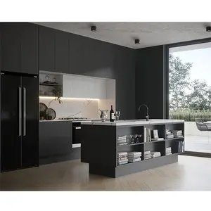 Özelleştirilmiş proje parlak lak veya pvc tasarım modern mutfak dolabı