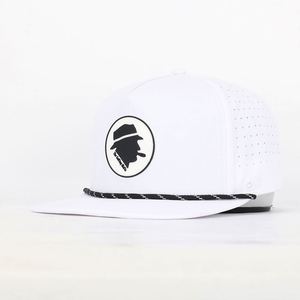 Casquette Snapback Unisexe 5 Panneaux Personnalisée BSCI en Denim Imperméable avec Logo Animal et Nœuds, Trous Découpés au Laser, Cordon en Toile Décontractée pour Extérieur, en Velours Côtelé - Product Image 1