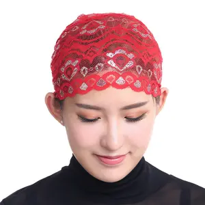 LYT292 1 Stuk Volledige Cover Head Inner Cap Kant Bloemen Moslim Hoofddoek Islamitische Hoofddeksels Underscarf Mutsen Tulband Hoed Bandana