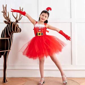 Robe de Noël rouge pour enfants avec tutu et accessoires de tête, tenue de Père Noël pour filles, collection 2026, offre spéciale - Product Image 6