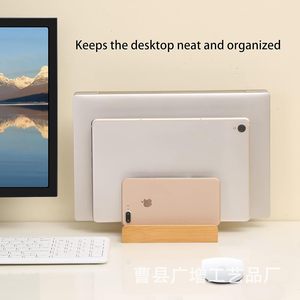 Wooden Tablet <b>Pc</b> <b>Stand</b> With Adjustable Base For Mobile Phones And Tablets Desktop Mount Bamboo Color Single Layer - Product Image 3