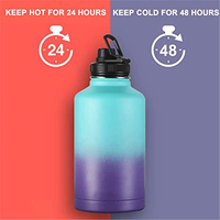 Bouteille d'eau personnalisée D Eau De Gym métal 2 litres 64 oz 64 oz bouteille d'eau isolée en acier inoxydable avec paille