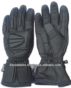 Racing Gloves Full Finger PU Material Non Slip Drawstring Closure Outdoor Activities Unisex <b>Black</b> Panelled Design - Product Image 4