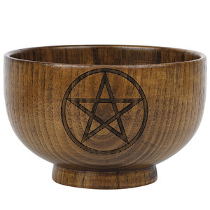 Nouveau bol en bois étoile à cinq branches du fabricant bol de rangement de déesse de lune triphasée décoration d'autel WICCA - Product Image 1