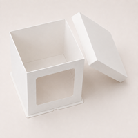 Boîte à gâteau haute personnalisée de haute qualité en carton ivoire, carrée, 8, 10, 12 pouces, avec fenêtre transparente pour mariage et fête