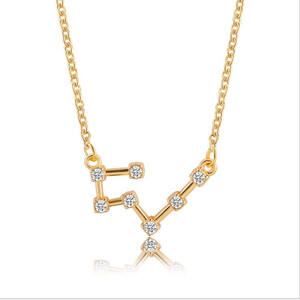 Bijoux fantaisie Shopee Cadeau de naissance <span class=keywords><strong>Horoscope</strong></span> céleste Signe du zodiaque Pendentif en cristal Plaqué or Signe étoile Colliers avec carte - Product Image 6
