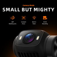 CE FCC Rohs DJ01 4K Ultra HD 360 Derece °   Döner Başlıklı Çekim Yapabilen Aksiyon Kamerası, Dolgu Işığı Desteği ve Maksimum 128GB Hafıza ile