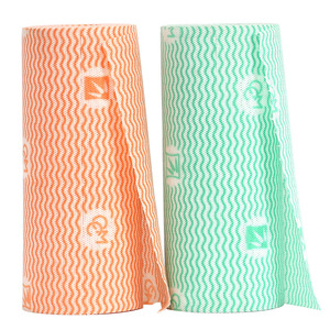 Kakama Factory Thickened Non-stick Oil-resistant Dishcloth <b>Roll</b> Kitchen Disposable Cleaning Cloth Orange Green Stripe Rectangle - Product Image 4