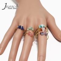Bagues de fiançailles classiques en laiton plaqué or rose, écologiques, avec pierres précieuses en quartz aventurine serties en canal pour femme