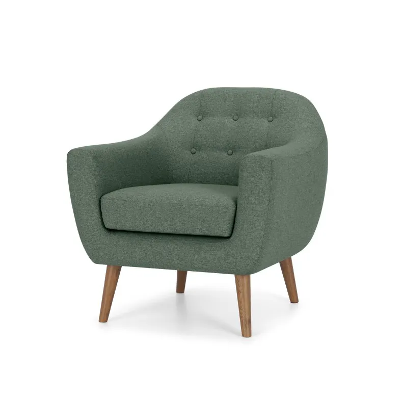 Fauteuil moderne en bois massif vert Darby, canapés simples, chaises de salon