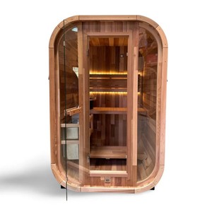 Sauna de Madera Sólida de Cedro Rojo para 1-2 Personas, con Calentador Eléctrico de 6KW y Puerta de Vidrio Templado de 8mm, para Uso en Exteriores de Villas - Product Image 1