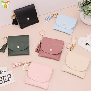 Female Coin <b>Purse</b> with Tassel <b>Small</b> Wallet With Keychain Credit PU Leather Thin Card Holder - Product Image 4