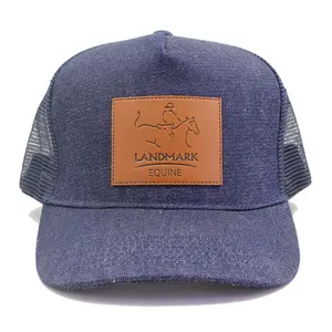 custom leather patch logo denim trucker hats supplier