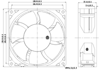 Ventilador YCCFAN 120*120*38 mm 1238 YDL1238B24, Mini Ventilador de CC de 120 mm para Calentador Solar, Ventilador de Flujo Axial