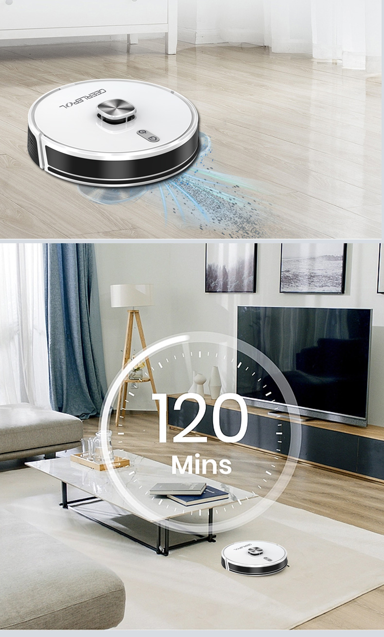 GEERLEPOL Home Appliances Electric Robotic Vacuum Cleaner Mop 2700pa Suction Hard Floor Sweeping Self Cleaning Robot Vacuum