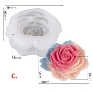 Molde de silicona floral de 4 estilos para velas de rosas, molde de resina para jabón, yeso y aromaterapia, venta al por mayor - Product Image 6