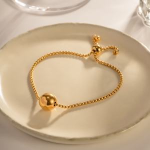 Fashion Retro Simple Design Stainless Steel Round Ball <b>Bracelet</b> Light Luxury INS Stainless Steel <b>Beaded</b> <b>Bracelet</b> - Product Image 3