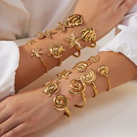 Juego de Brazaletes de Acero Inoxidable, Hipoalergénicos, Resistentes al Agua, con Diseño de Animales Marinos, para Mujer, Joyería Casual para Uso Diario