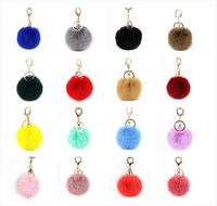 Porte-clés pompon avec pompon pour femme, accessoire à la mode, boule de fourrure rose, bouffante, bijou