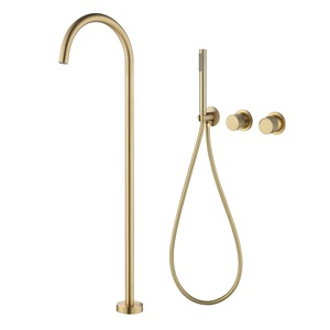 Ensemble de douche <span class=keywords><strong>colonne</strong></span> sur pied tout en cuivre de style design avec <span class=keywords><strong>mitigeur</strong></span> de <span class=keywords><strong>baignoire</strong></span> encastré à LED et robinet chaud/froid en spirale - Product Image 3