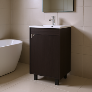 Yorkana 1-Door Bathroom Vanity 23-25 In Black Wengue Finish Floor Standing Modern Contemporary Design - Product Image 2