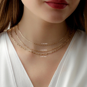 Chaîne en <span class=keywords><strong>or</strong></span> 10k, 14k et 18k, style trombone, Collier en <span class=keywords><strong>or</strong></span> pur 18k, Bijou fin unique - Product Image 2