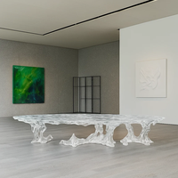 JingYue Table transparente personnalisée de luxe en résine Mobilier artisanal pour espaces commerciaux Hôtels Salons