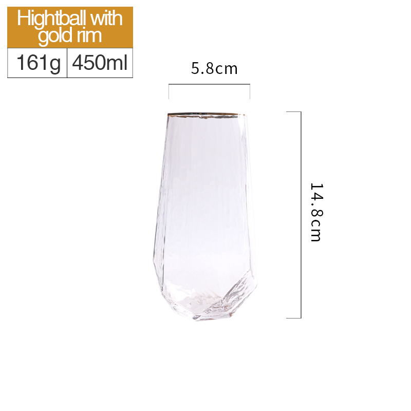 Highball trasparente con bordo dorato