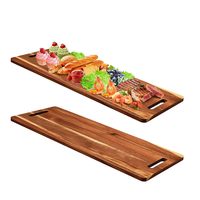Planches rectangulaires à charcuterie en bois d'acacia Plateau de service en bois naturel avec poignée