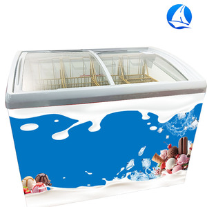 Thương mại hiển thị ngực Tủ đông đôi cong cửa kính Kem hiển thị Showcase tủ lạnh tủ đông thiết bị - Product Image 5