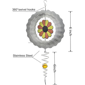Molinillo de Viento Metálico con Bola de Cristal y Cola en Espiral, Campana de Viento para Jardín, Esculturas Colgantes, Regalos Creativos, Adornos, Decoración para Patio - Product Image 5