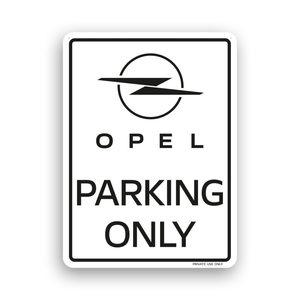 Adesivo auto 28X40 cm con licenza solo per parcheggio Opel in bianco e nero - Product Image 1