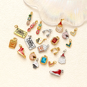 Ciondoli Dorati Fantasiosi |   Ciondolo in Acciaio Inossidabile Placcato Oro 18K PVD con Smalto a Forma di Cuore, Fungo, Quadrifoglio Portafortuna, Tennis per Creazione di Gioielli Fai-da-Te - Product Image 4