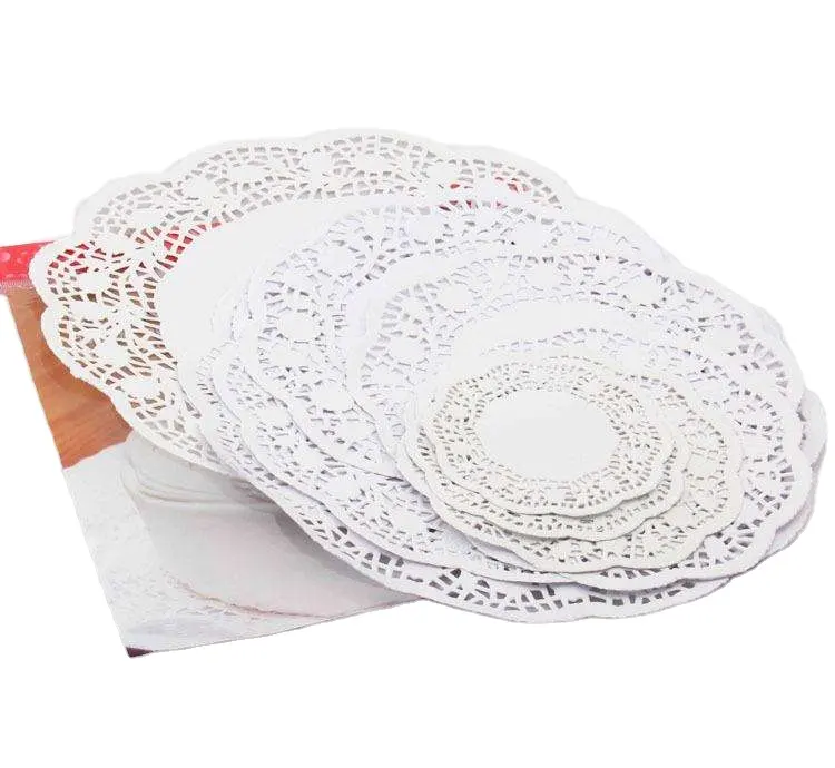Eco-Friendly Disposable Colored Round Lace Paper Doily Disposable Food Oil Absorbent Paper White Round Lace Paper Doilies