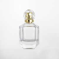 Flacons de parfum de luxe en verre transparent plat de haute qualité 100 ml, avec bouchons dorés uniques et pulvérisateurs, imprimés sur mesure (octogonaux/rectangulaires)