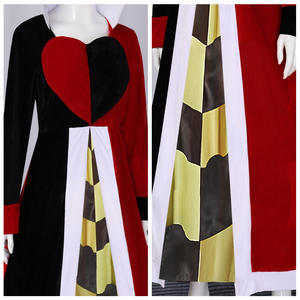 할로윈 동화 이상한 나라 검정과 빨강 복숭아 심장 여왕 카니발 파티를위한 검은 판타지 의상 - Product Image 4