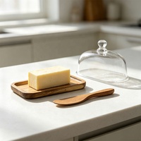 Plateau à beurre rectangulaire en verre, plat à fromage avec couvercle et couteau, sans BPA et portable, boîte à gâteau et dessert pour la cuisine, marque Zhaohai