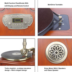 Brun Vintage classique décoration de la maison rétro Antique Gramophone phonographe platine vinyle <span class=keywords><strong>tourne</strong></span>-<span class=keywords><strong>disque</strong></span> stéréo haut-parleurs système - Product Image 5