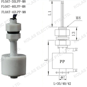Capteur rapide, capteur de niveau de liquide en plastique pour niveaux haut/bas, interrupteur de niveau de liquide à flotteur en PP, fixation supérieure filetée M10, sortie ON/OFF à 2 fils - Product Image 2
