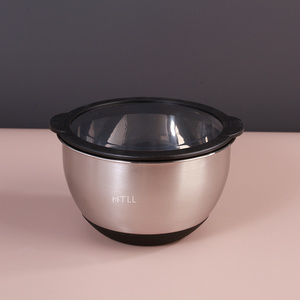 Juego de ensaladeras gruesas de estilo europeo, tazón de mezcla extra grueso de acero inoxidable, cocina, contenedor de alimentos para hornear con tapa Visual - Product Image 6