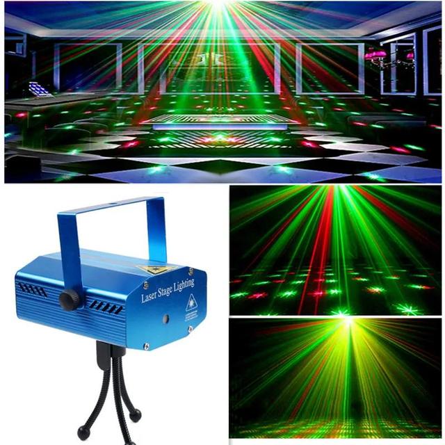 Sound Activated Control Laser Projector Lights Aluminum Alloy DJ Disco Lights Mini RG Stage Lights for Christmas Party