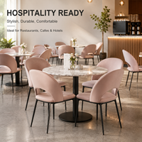 Chaise d'hôtellerie moderne en similicuir crème, dossier incurvé avec découpe, pieds en métal, pour restaurant, café, hôtel